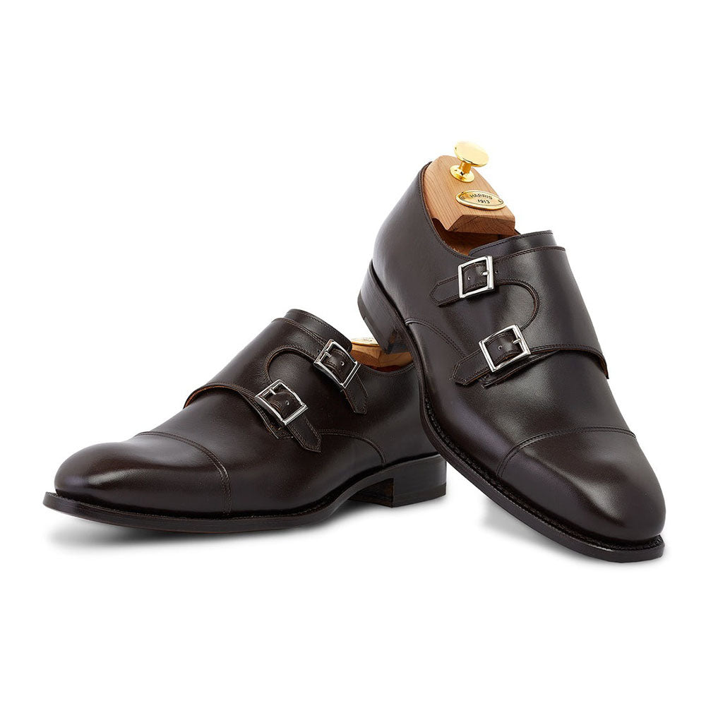 Harris Shoes 1913 Calfskin Leather Double Buckle Shoes Dark Brown