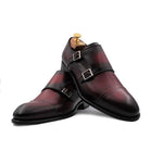 Harris Shoes 1913 Calfskin Leather Double Buckle Shoes Marrone