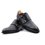 Harris Shoes 1913 Calfskin Leather Double Buckle Shoes Verde