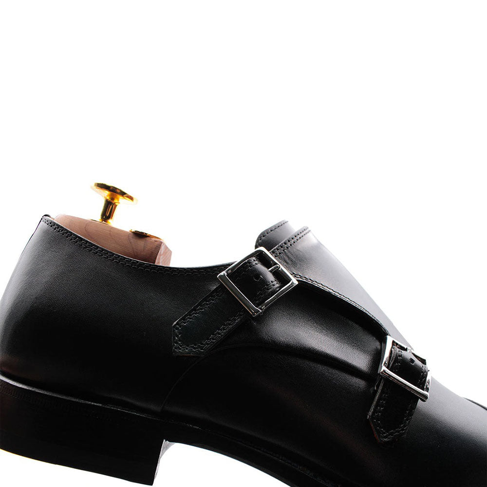 Harris Shoes 1913 Calfskin Leather Double Buckle Shoes Verde