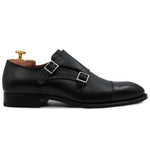 Harris Shoes 1913 Calfskin Leather Double Buckle Shoes Verde