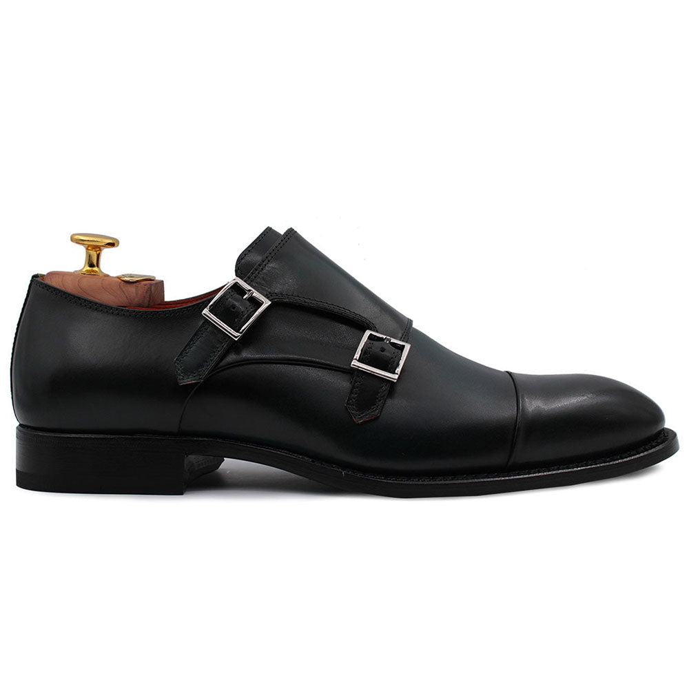 Harris Shoes 1913 Calfskin Leather Double Buckle Shoes Verde