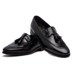 Harris Shoes 1913 Calfskin Leather Tassel Loafers Black