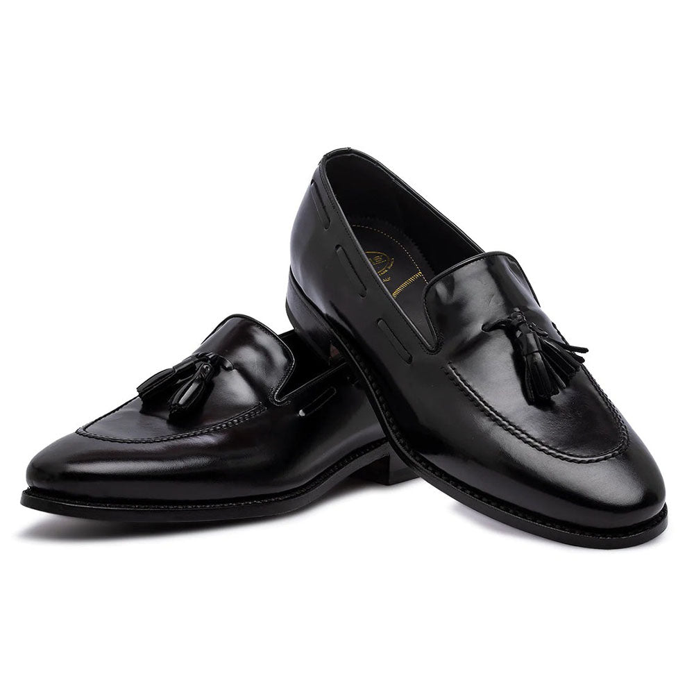 Harris Shoes 1913 Calfskin Leather Tassel Loafers Black