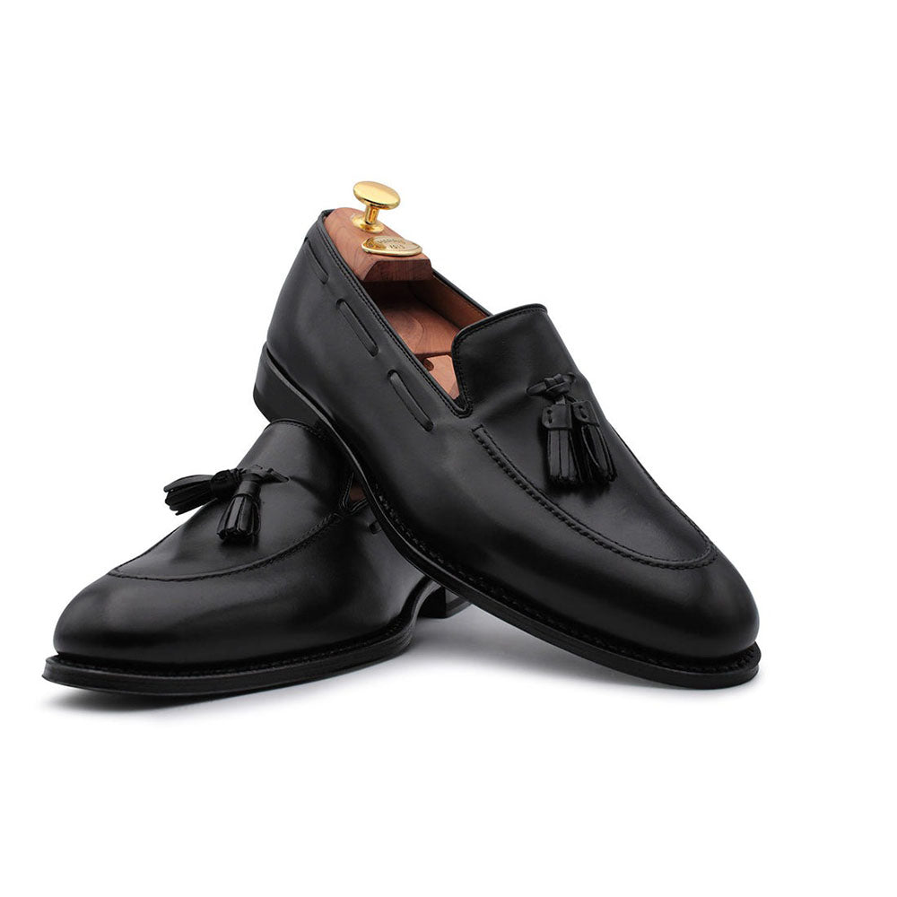 Harris Shoes 1913 Calfskin Leather Tassel Moccasin Black