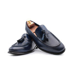 Harris Shoes 1913 Calfskin Leather Tassel Moccasin Blue