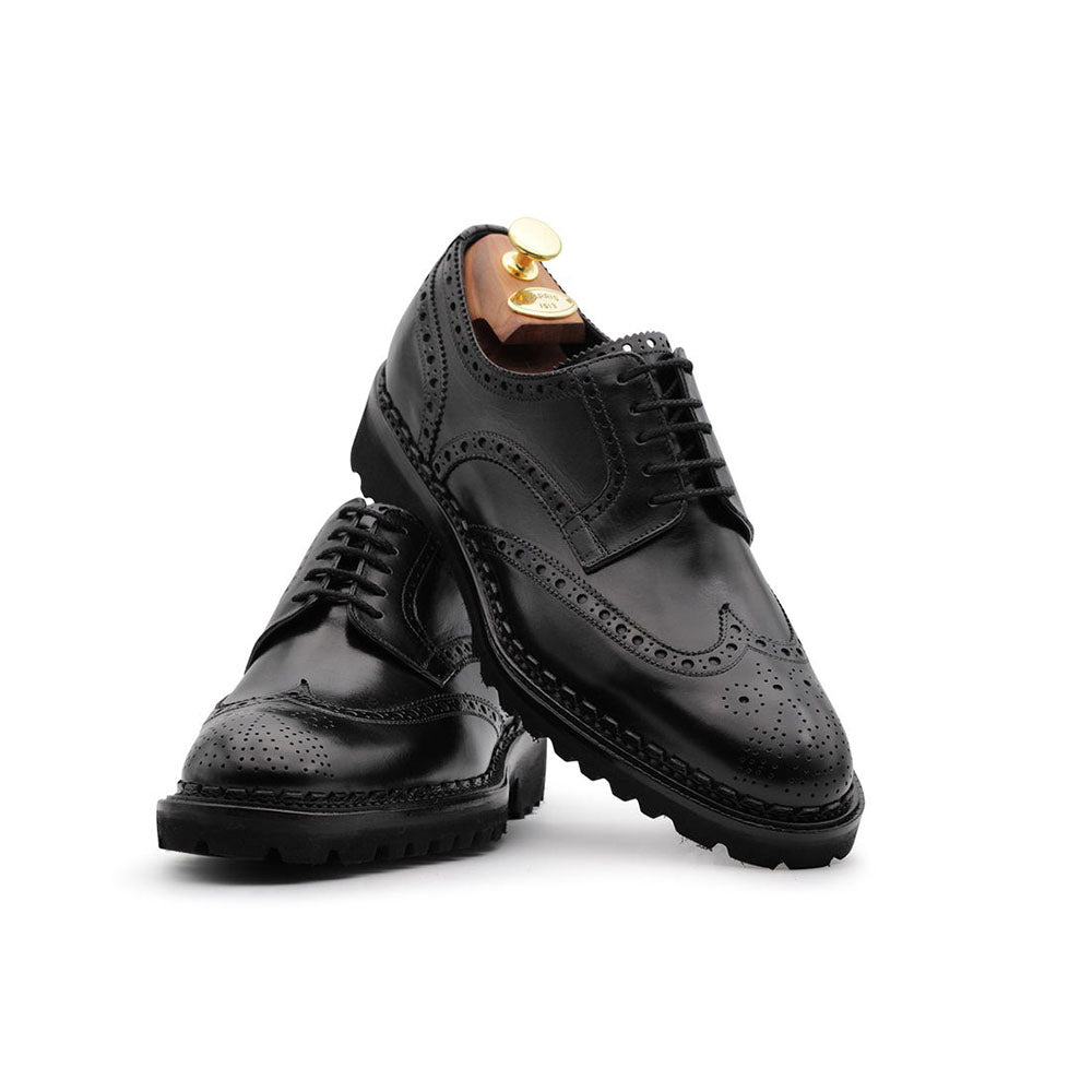 Harris Shoes 1913 Calfskin Leather Wingtip Shoes Black