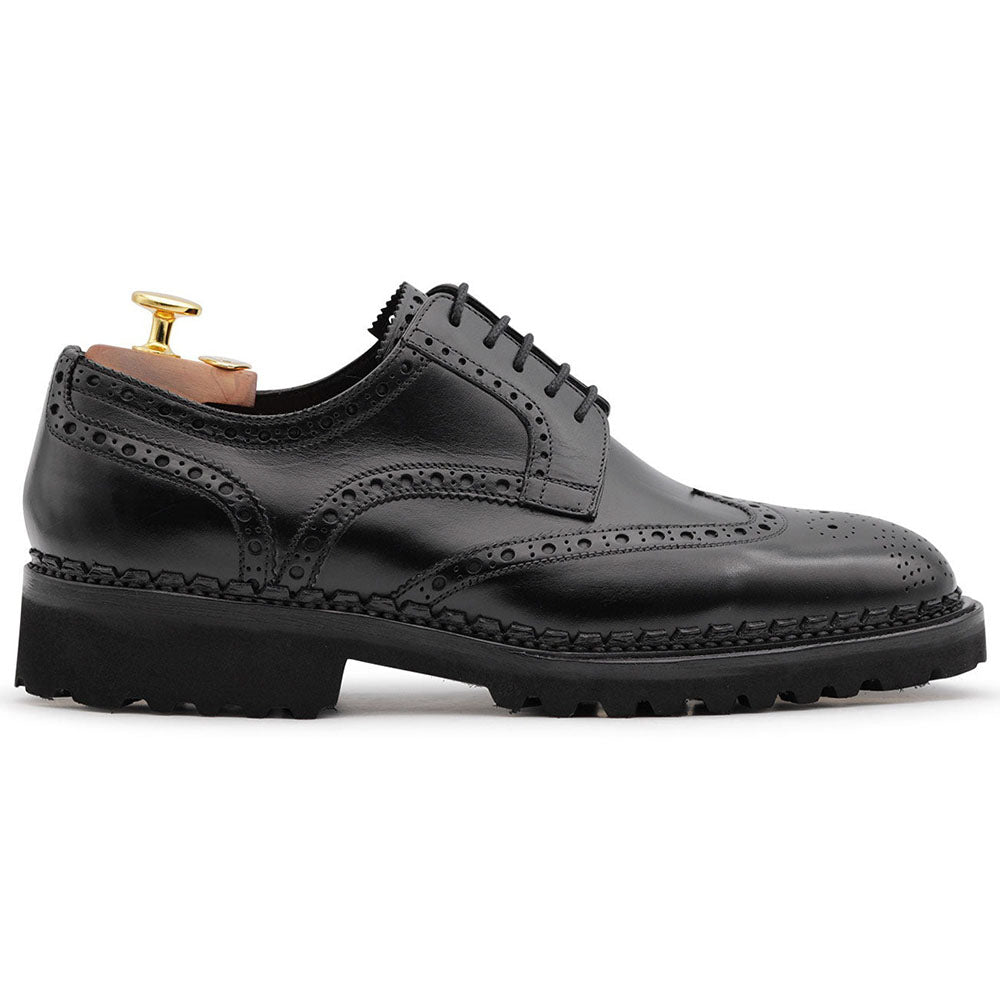 Harris Shoes 1913 Calfskin Leather Wingtip Shoes Black