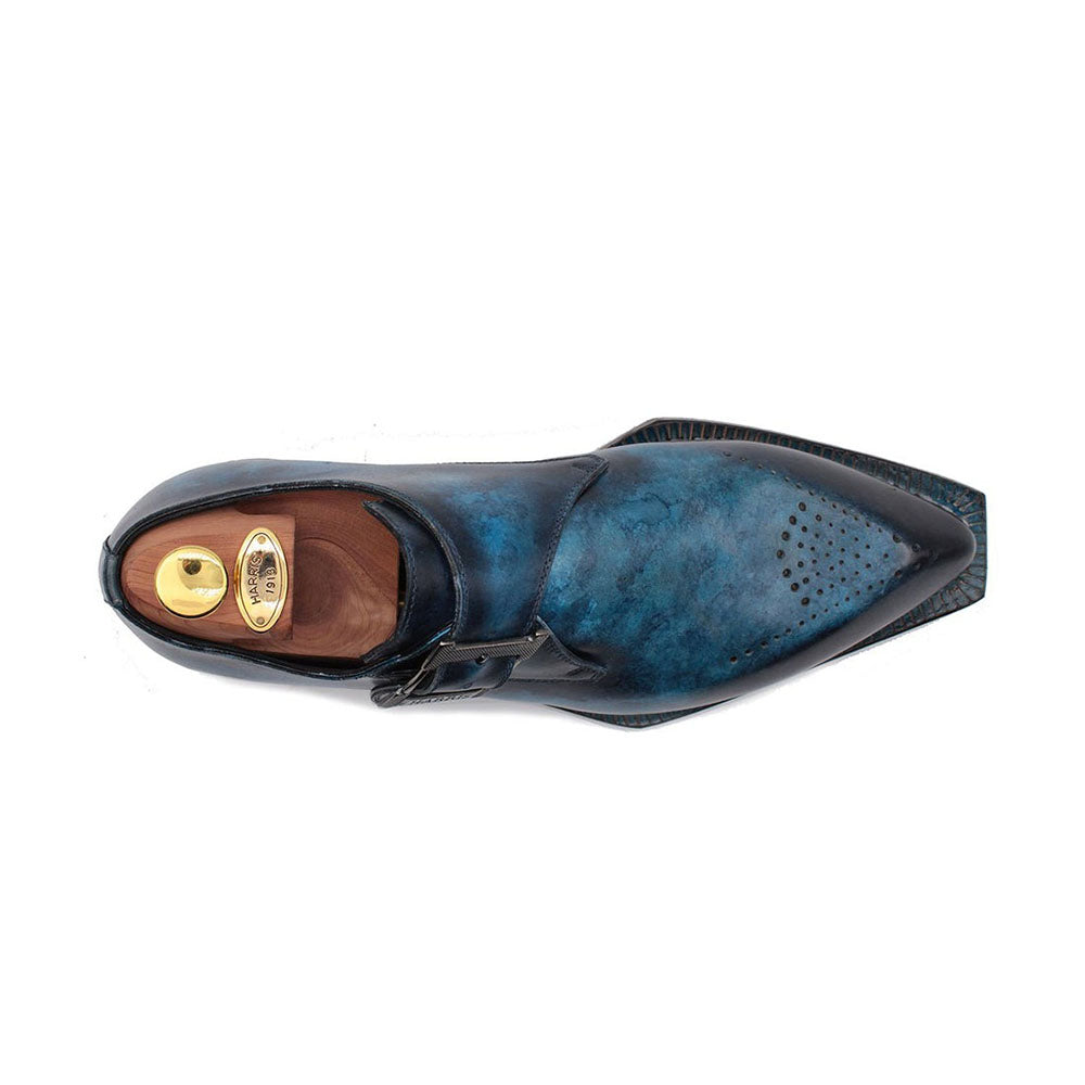 Harris Shoes 1913 Calfskin Single Buckle Shoes Blue