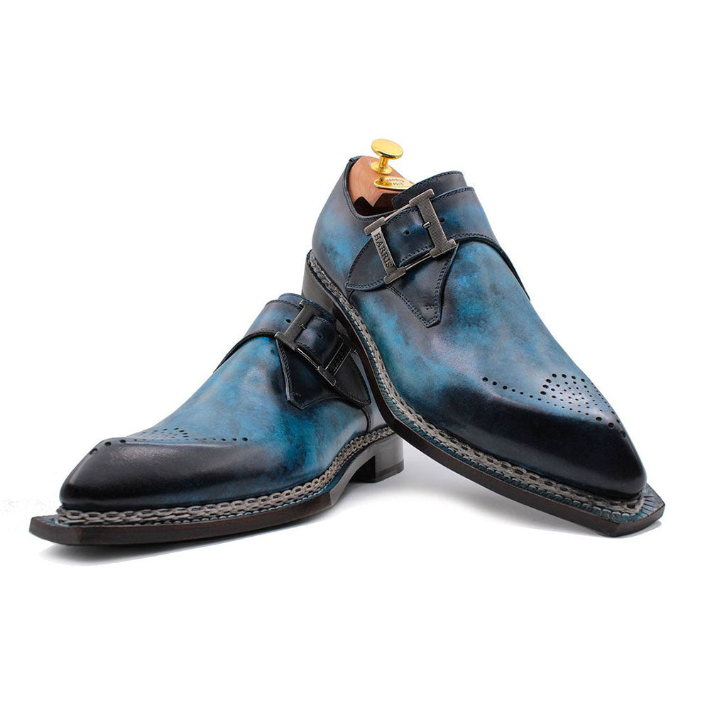 Harris Shoes 1913 Calfskin Single Buckle Shoes Blue