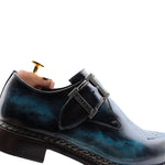 Harris Shoes 1913 Calfskin Single Buckle Shoes Blue