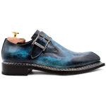 Harris Shoes 1913 Calfskin Single Buckle Shoes Blue