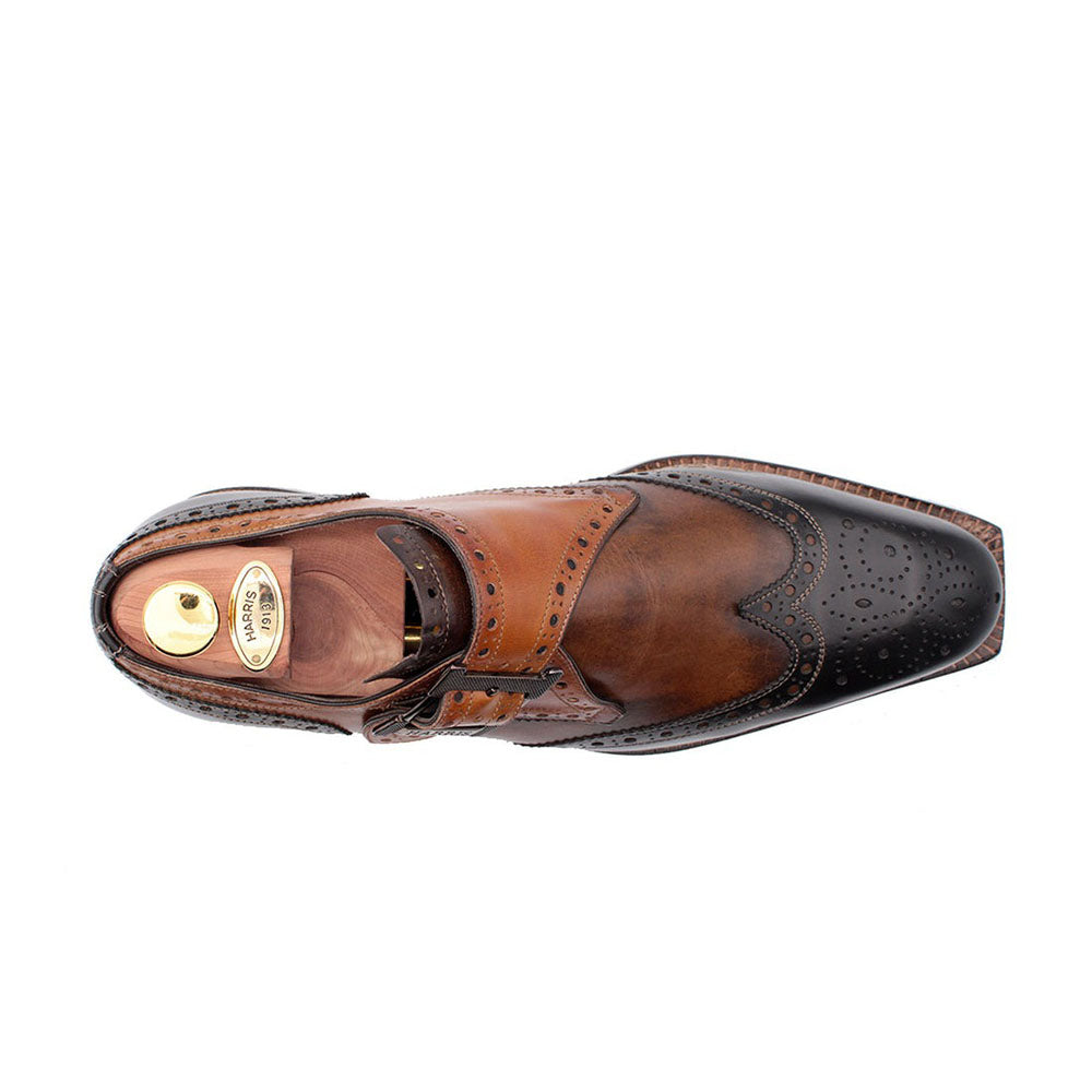 Harris Shoes 1913 Calfskin Wingtip Buckle Shoes Marrone
