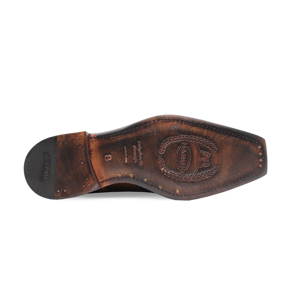 Harris Shoes 1913 Calfskin Wingtip Buckle Shoes Marrone