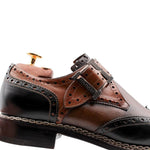Harris Shoes 1913 Calfskin Wingtip Buckle Shoes Marrone