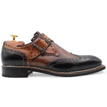 Harris Shoes 1913 Calfskin Wingtip Buckle Shoes Marrone