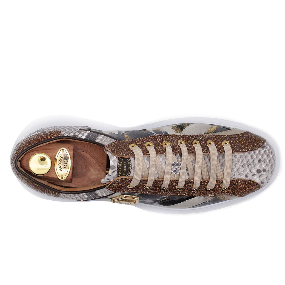 Harris Shoes 1913 Camouflage Embossed Leather Sneakers Gold