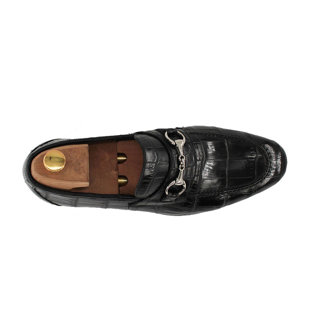 Harris Shoes 1913 Crocodile Leather Loafers Nero