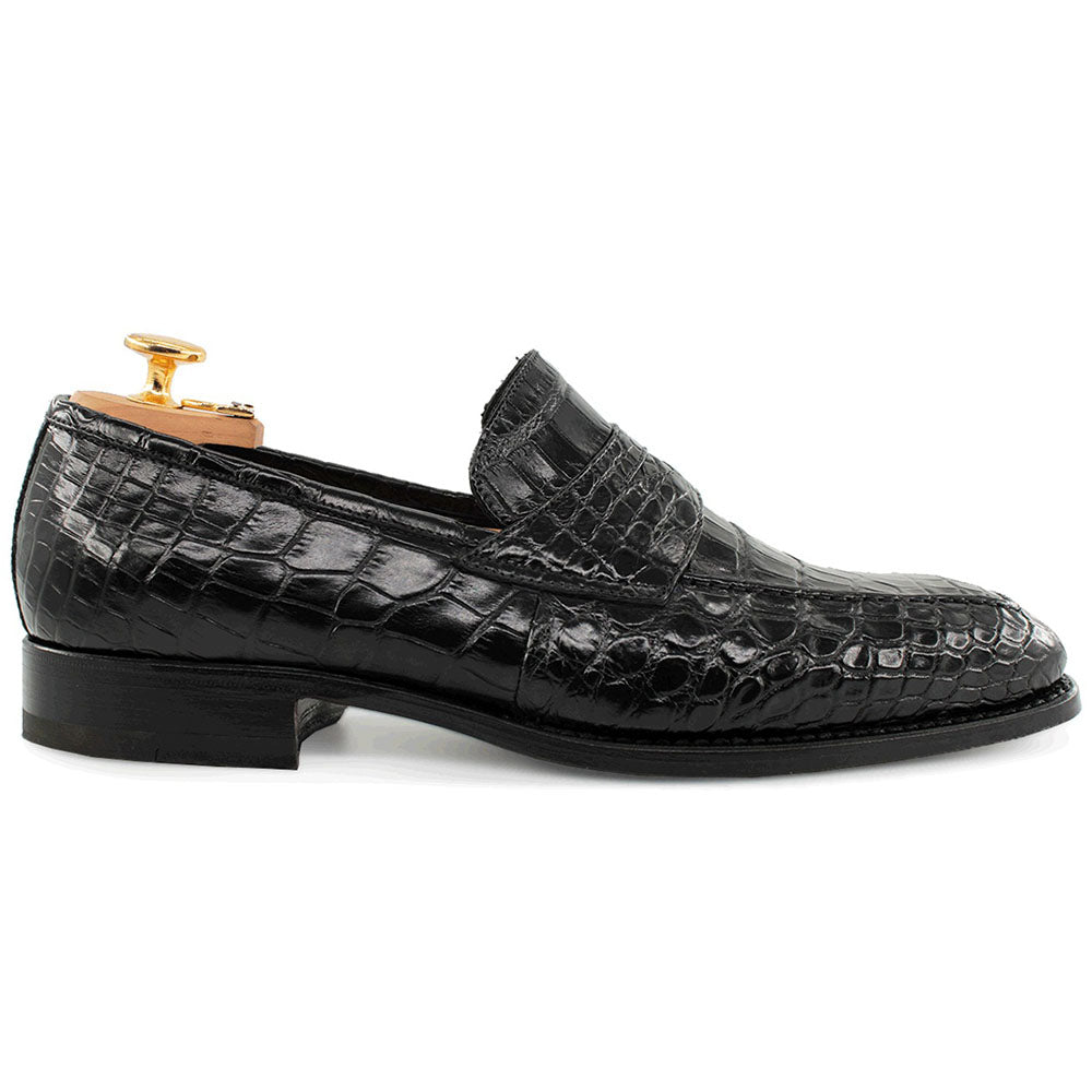 Harris Shoes 1913 Crocodile Leather Moccasin Nero