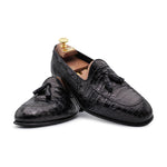 Harris Shoes 1913 Crocodile Leather Tassel Loafers Black
