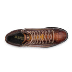 Harris Shoes 1913 Crocodile Print Calfskin Leather Ankle Boots Brown