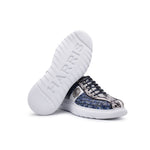 Harris Shoes 1913 Crocodile Print Calfskin Leather Sneakers Blue