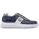 Harris Shoes 1913 Crocodile Print Calfskin Leather Sneakers Blue