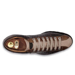 Harris Shoes 1913 Crocodile Print Calfskin Sneakers Brown