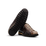 Harris Shoes 1913 Crocodile Print Calfskin Sneakers Brown