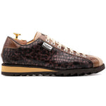 Harris Shoes 1913 Crocodile Print Calfskin Sneakers Brown