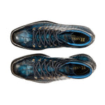 Harris Shoes 1913 Crocodile Print Leather Ankle Boots Blue