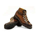 Harris Shoes 1913 Crocodile Print Leather Ankle Boots Brown
