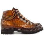 Harris Shoes 1913 Crocodile Print Leather Ankle Boots Brown