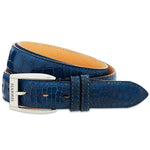 Harris Shoes 1913 Crocodile Print Leather Belt Azurro