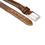 Harris Shoes 1913 Crocodile Print Leather Belt Marrone