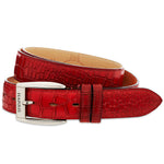 Harris Shoes 1913 Crocodile Print Leather Belt Rosso