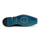 Harris Shoes 1913 Crocodile Print Mono Leather Shoes Blue
