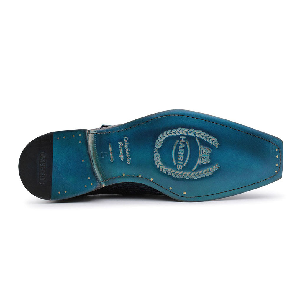Harris Shoes 1913 Crocodile Print Mono Leather Shoes Blue