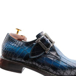 Harris Shoes 1913 Crocodile Print Mono Leather Shoes Blue