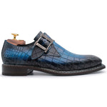 Harris Shoes 1913 Crocodile Print Mono Leather Shoes Blue