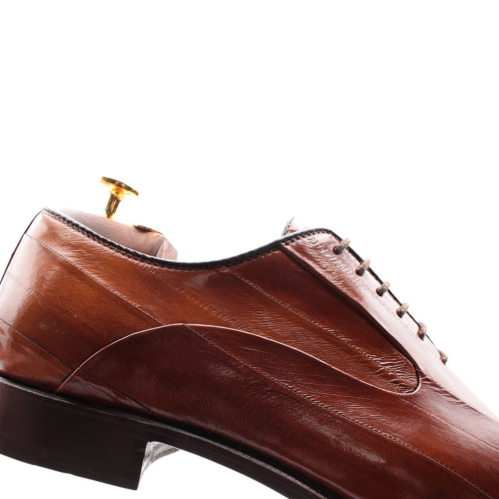 Harris Shoes 1913 Eel Leather Stringed Cap Toe Shoes Brown