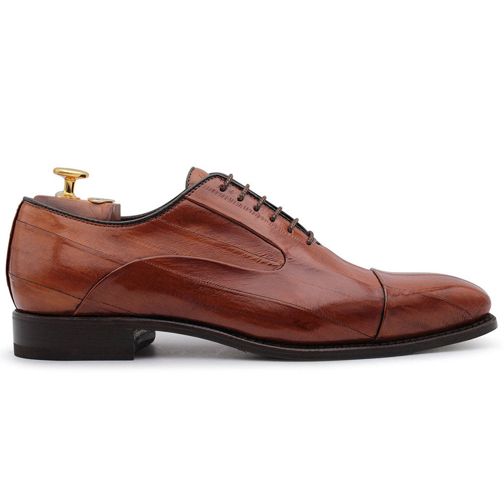 Harris Shoes 1913 Eel Leather Stringed Cap Toe Shoes Brown