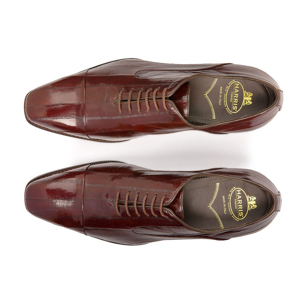 Harris Shoes 1913 Eel Leather Stringed Cap Toe Shoes Dark Brown
