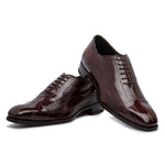 Harris Shoes 1913 Eel Leather Stringed Cap Toe Shoes Dark Brown