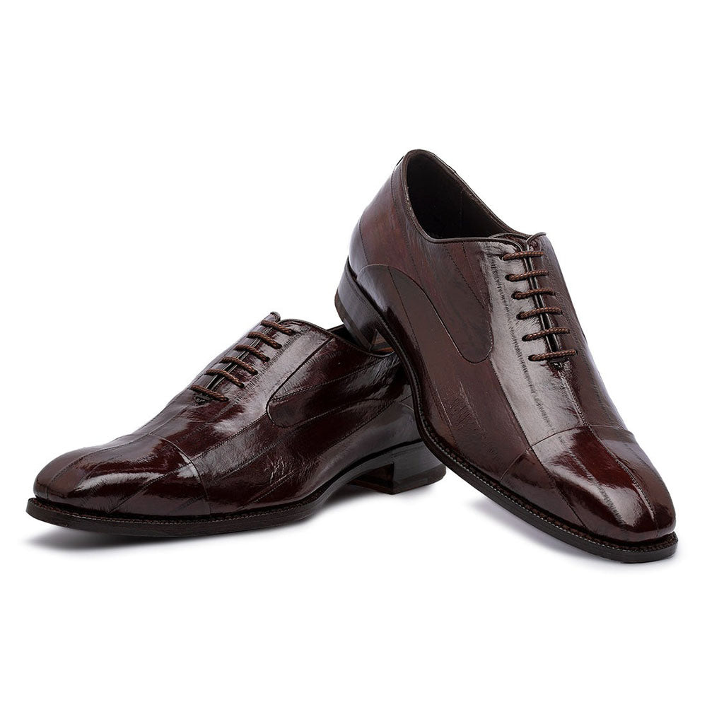 Harris Shoes 1913 Eel Leather Stringed Cap Toe Shoes Dark Brown