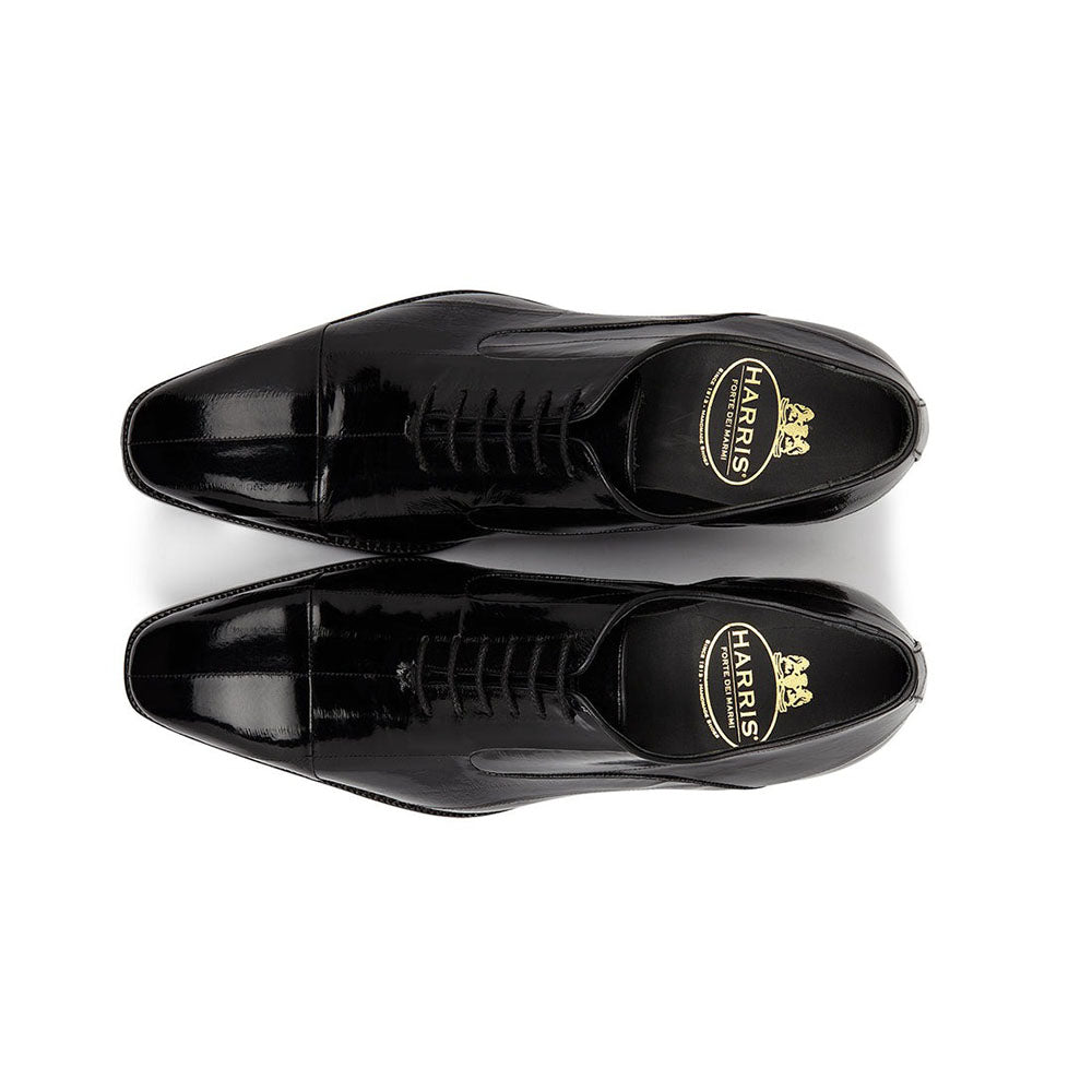 Harris Shoes 1913 Eel Leather Stringed Cap Toe Shoes Nero