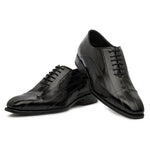 Harris Shoes 1913 Eel Leather Stringed Cap Toe Shoes Nero