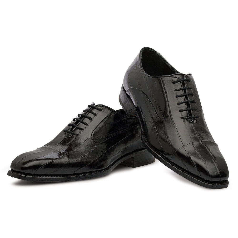 Harris Shoes 1913 Eel Leather Stringed Cap Toe Shoes Nero