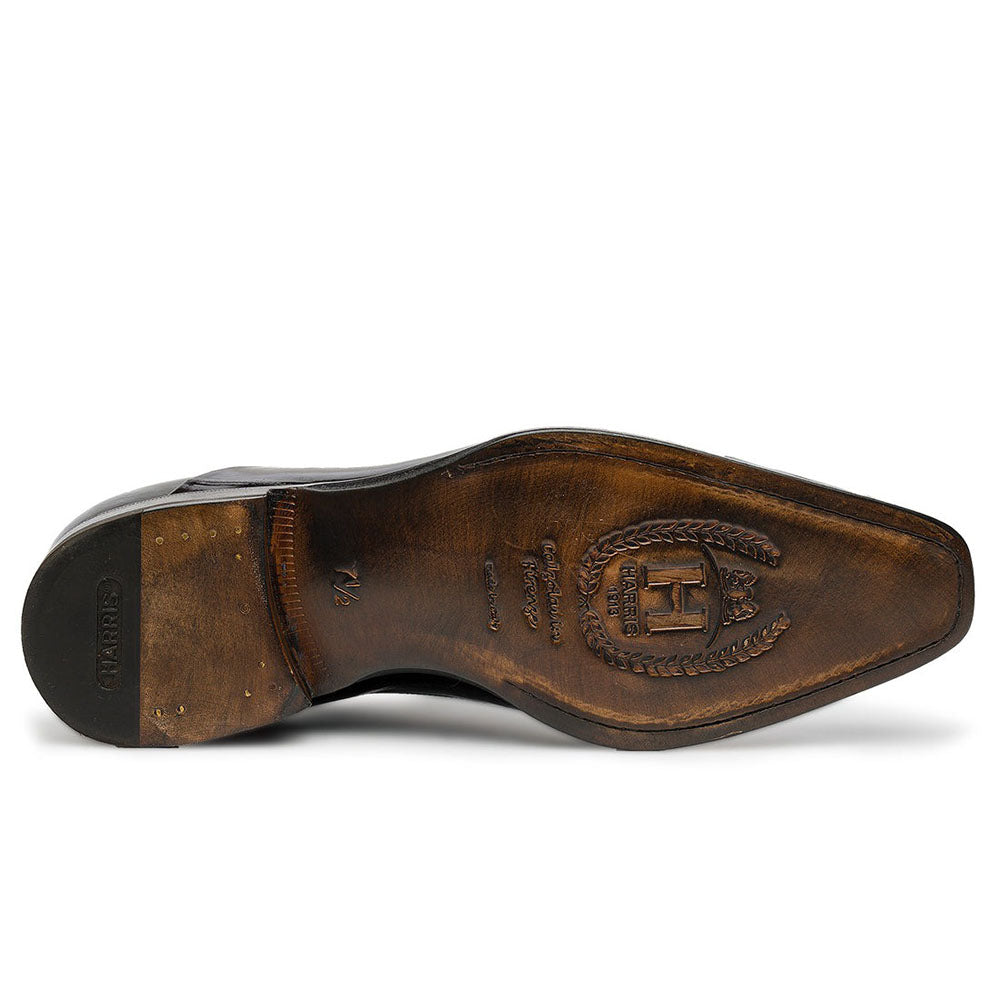 Harris Shoes 1913 Eel Leather Stringed Cap Toe Shoes Nero