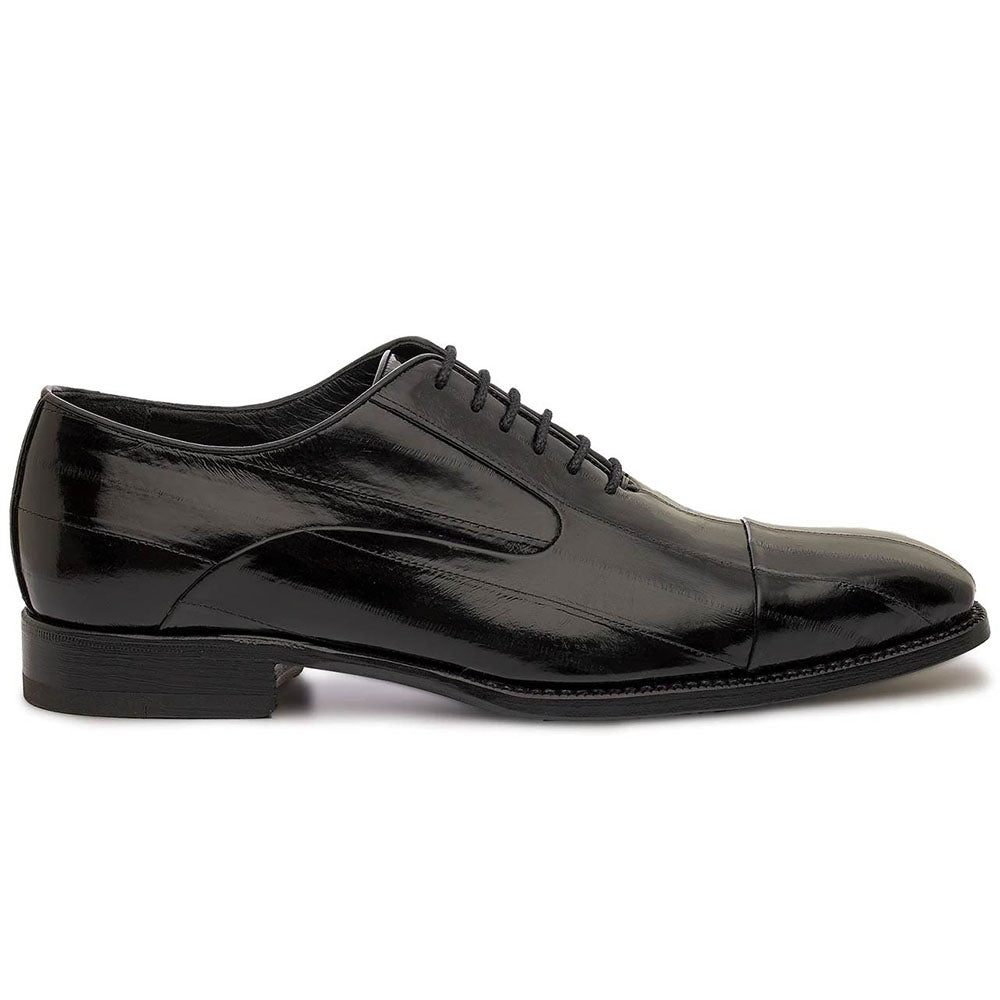 Harris Shoes 1913 Eel Leather Stringed Cap Toe Shoes Nero